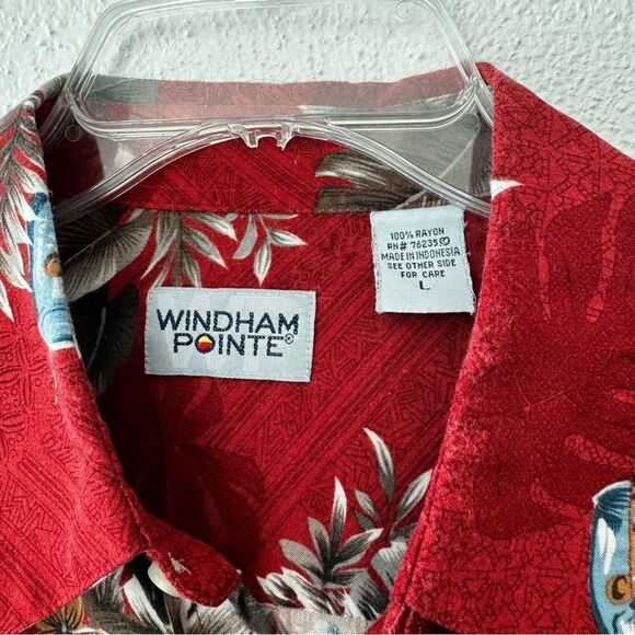 Windham Pointe Mens Hawaiian Tropical Shirt Short Sleeve Red SZ L - Picture 3 of 16